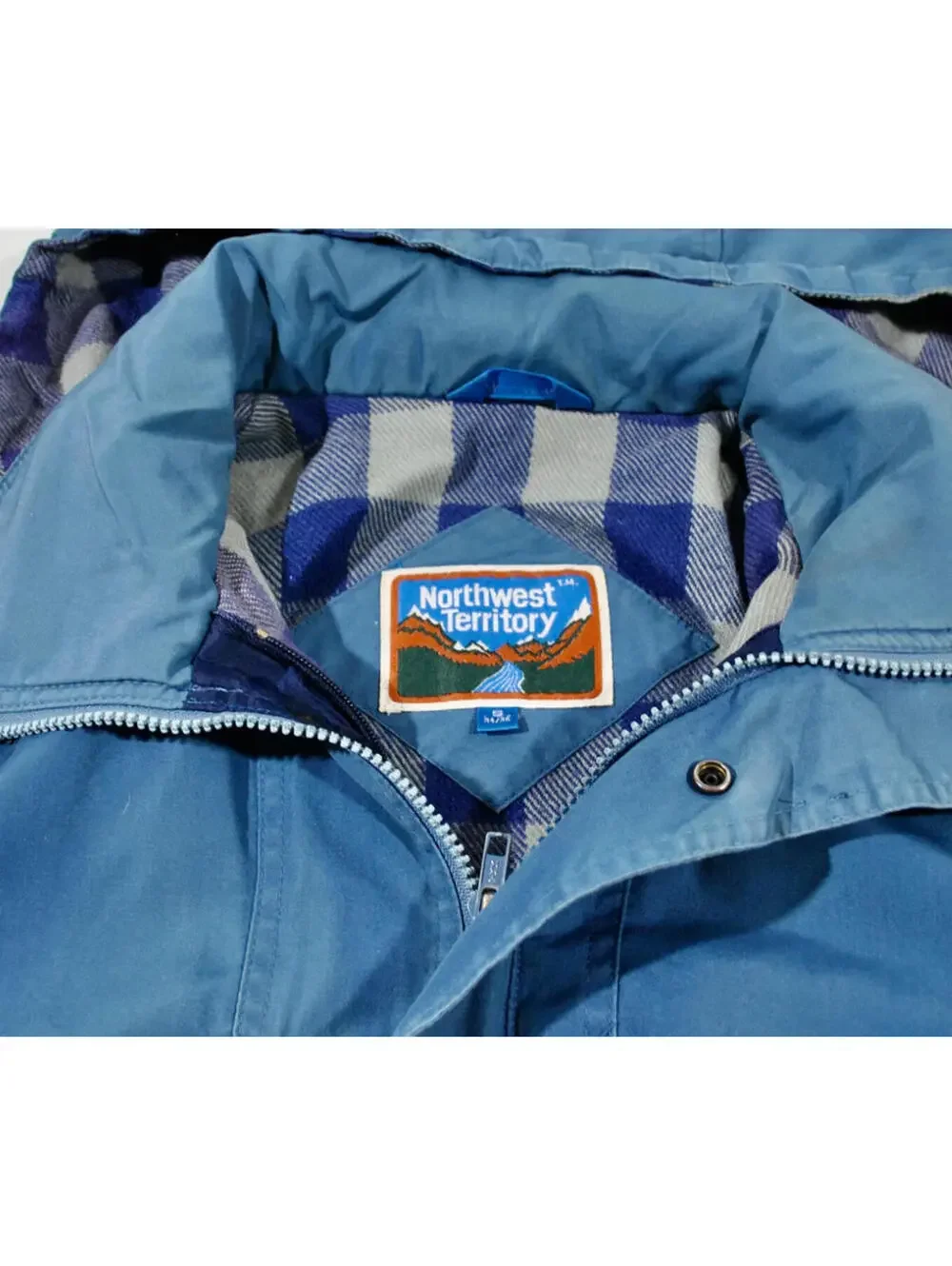 Vintage Northwest Territory 90s Zip Snap Hood Blue Jacket Size Small